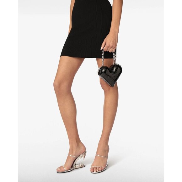 GCDS Heart Bag in Black New with Box Womens Gold Chain Mini Purse - Picture 14 of 14